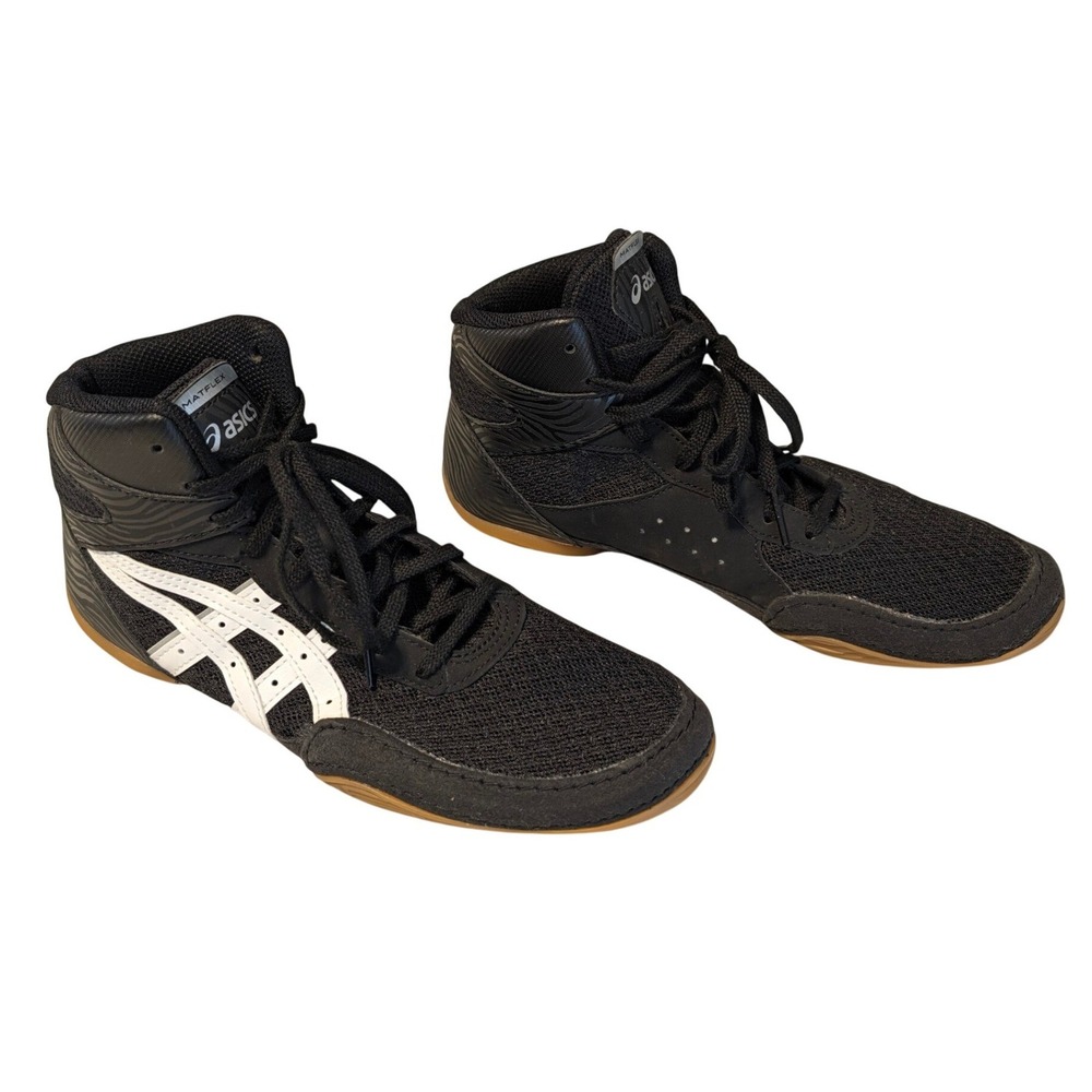 Asics Kids' Matflex 6 GS Wrestling Shoes Black White Gum Sole Size 6 Lace-up